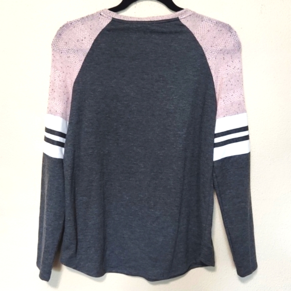 NWOT Maurices LIVE L❤️VE BARK Cozy Oversized Sweater Shirt Pink & Gray Size S - Picture 3 of 9